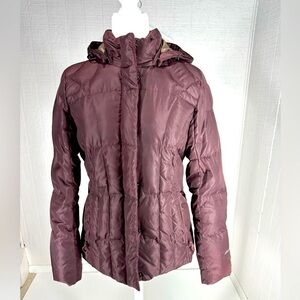Eddie Bauer burgundy hooded puffer jacket size M